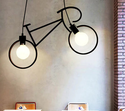 Nordic Modern Minimalist Double-Head Bicycle Pendant Light - KENDRI SHOP