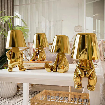 Modern Bedside Light Cute Golden Man Cordless Night Light - KENDRI SHOP
