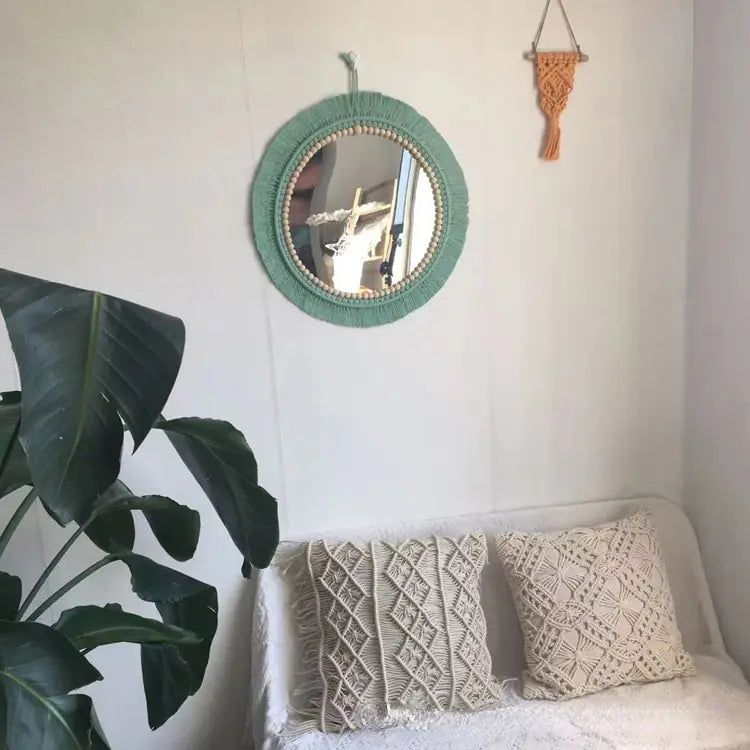 Nordic Hand-Woven Decorative Hanging Mirror - KENDRI SHOP