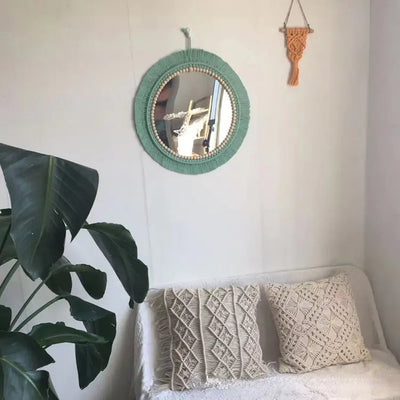 Nordic Hand-Woven Decorative Hanging Mirror - KENDRI SHOP
