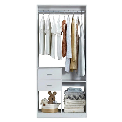 305 GreyCloset System: Walk-in Closet Organizer System with 4 Drawers Closet Kit with Shelves Hanging Rod Metal Handles Built-in Storage Organization 31.5"W x 15.7"D x 70.8"H - KENDRI SHOP