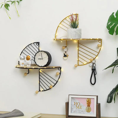Metal Wire and Wood Floating Wall Storage Shelves - KENDRI SHOP