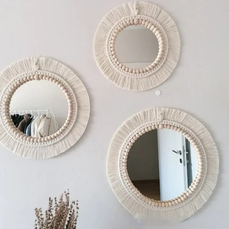 Nordic Hand-Woven Decorative Hanging Mirror - KENDRI SHOP
