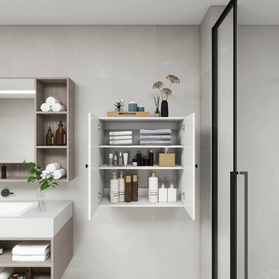 C2 Closet Shelves for bathroom,Wooden Closet System Modular With 2 Doors Shelves Wall Mount Organizer Modern Shelving for Walk in Closet Organization Bedroom Built in Clothes Storage 31.49''W x 16.04''D x 31.49''H - KENDRI SHOP