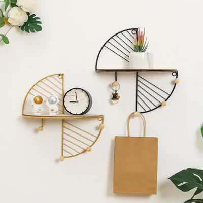 Metal Wire and Wood Floating Wall Storage Shelves - KENDRI SHOP