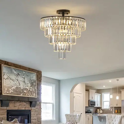 Large Black Crystal Chandelier, Contemporary Style Chandelier, Dining Room, Living Room, Bedroom - Bulb Not Included  Unavailable Platforms- Temu - KENDRI SHOP