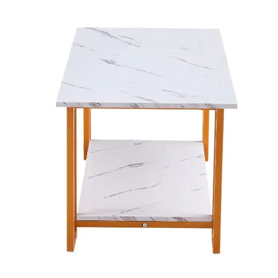 Coffee Table, 2 Layers 1.5cm Thick Marble MDF Rectangle Tabletop Iron Coffee Table - KENDRI SHOP