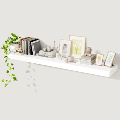 Axeman Floating Shelves for Wall Rustic Wood Wall Mounted Shelves for Bathroom Bedroom Kitchen Hanging Bookshelves for Home Wall Decor Living Room 55 inch Set of 1 White - KENDRI SHOP