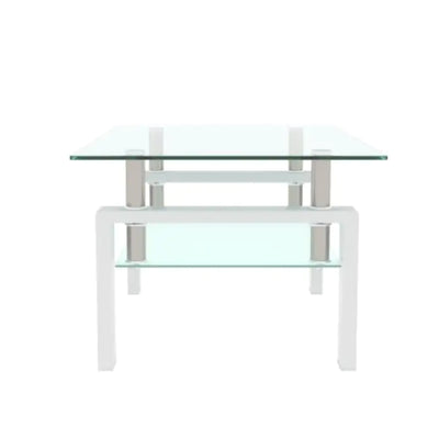 White Coffee Table, Clear Coffee Table, Modern Side Center Tables For Living Room, Living Room Furniture - KENDRI SHOP