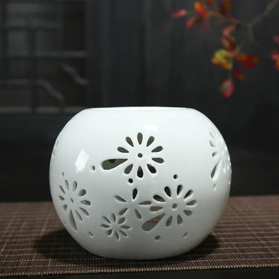 Ceramic Hollow Aromatherapy Burner with Night Light - KENDRI SHOP