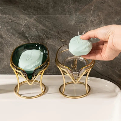 Clear Plastic Soap Dish with Gold Iron Frame (1pc) - KENDRI SHOP