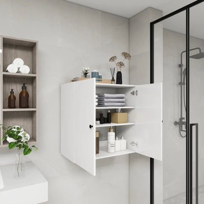 C2 Closet Shelves for bathroom,Wooden Closet System Modular With 2 Doors Shelves Wall Mount Organizer Modern Shelving for Walk in Closet Organization Bedroom Built in Clothes Storage 31.49''W x 16.04''D x 31.49''H - KENDRI SHOP