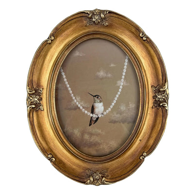 Emiyea 5x7 Vintage Bronze Oval Picture Frame - Glass Front Art Deco Photo Frame - Antique Gold Tabletop or Wall Hanging Frame - KENDRI SHOP