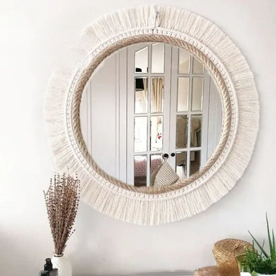 Nordic Hand-Woven Decorative Hanging Mirror - KENDRI SHOP