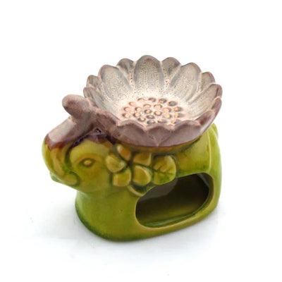 Lotus Ice Crack Elephant Aromatherapy Burner, Ceramic - KENDRI SHOP
