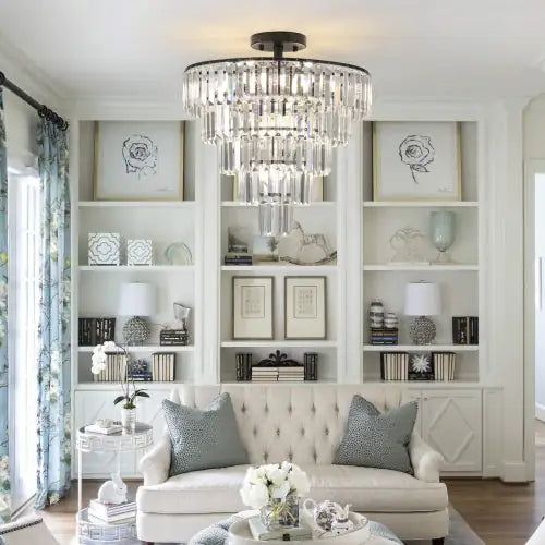Large Black Crystal Chandelier, Contemporary Style Chandelier, Dining Room, Living Room, Bedroom - Bulb Not Included  Unavailable Platforms- Temu - KENDRI SHOP