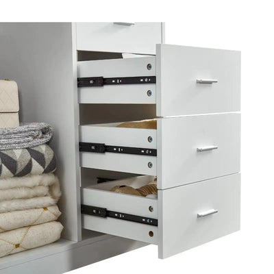 White Wood Closet System Storage Stand-Alone Wardrobe with 4 Drawers Closet Organizer Armoires and Wardrobeswith Hanging Rod 31.5"W x 15.7"D x 70.8"H - KENDRI SHOP