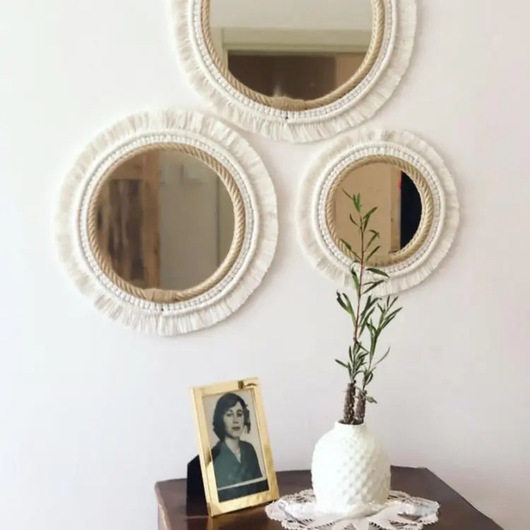Nordic Hand-Woven Decorative Hanging Mirror - KENDRI SHOP