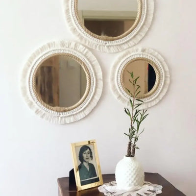 Nordic Hand-Woven Decorative Hanging Mirror - KENDRI SHOP