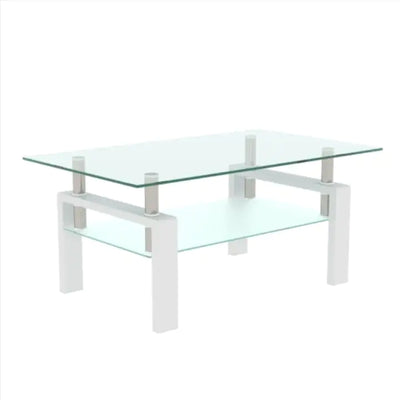 White Coffee Table, Clear Coffee Table, Modern Side Center Tables For Living Room, Living Room Furniture - KENDRI SHOP