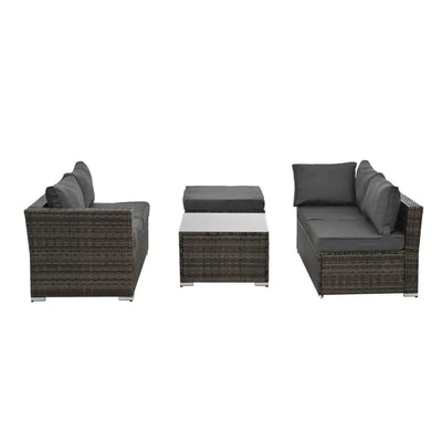 Patio Furniture, Outdoor Furniture, Seasonal PE Wicker Furniture, 4 Set Wicker Furniture With Tempered Glass Coffee Table - KENDRI SHOP