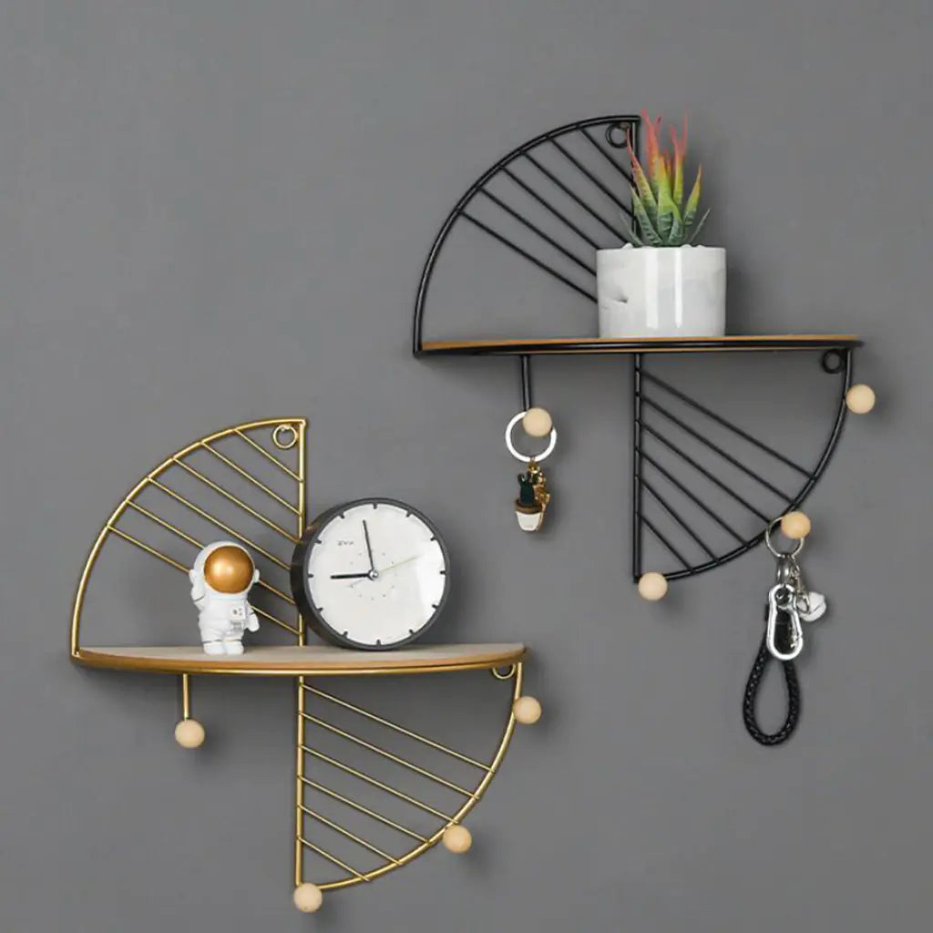 Metal Wire and Wood Floating Wall Storage Shelves - KENDRI SHOP
