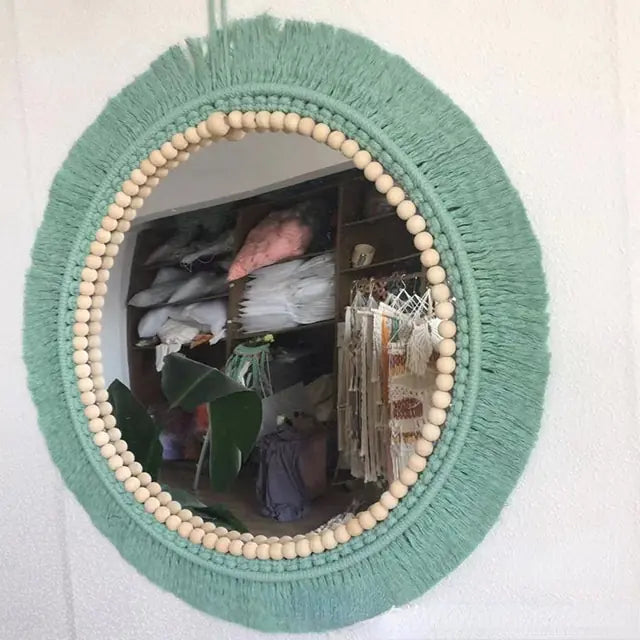 Nordic Hand-Woven Decorative Hanging Mirror - KENDRI SHOP