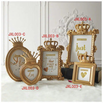 European Nordic Crown Photo Frame in Gold Resin - KENDRI SHOP