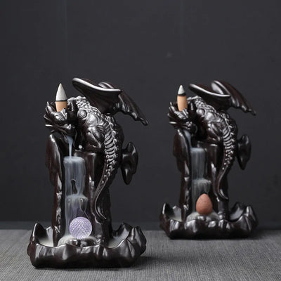 LED Ceramic Backflow Waterfall Smoke Incense Burner - KENDRI SHOP