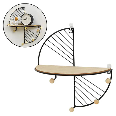 Metal Wire and Wood Floating Wall Storage Shelves - KENDRI SHOP