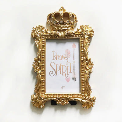 European Nordic Crown Photo Frame in Gold Resin - KENDRI SHOP