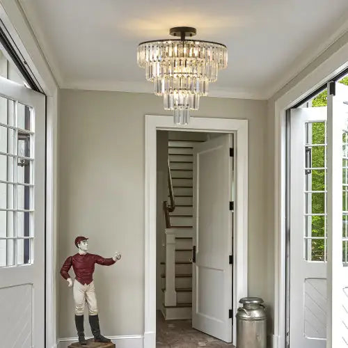 Large Black Crystal Chandelier, Contemporary Style Chandelier, Dining Room, Living Room, Bedroom - Bulb Not Included  Unavailable Platforms- Temu - KENDRI SHOP