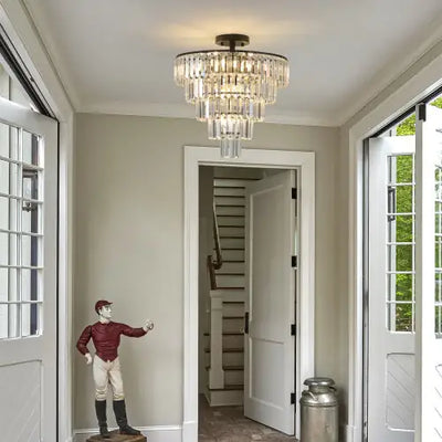 Large Black Crystal Chandelier, Contemporary Style Chandelier, Dining Room, Living Room, Bedroom - Bulb Not Included  Unavailable Platforms- Temu - KENDRI SHOP