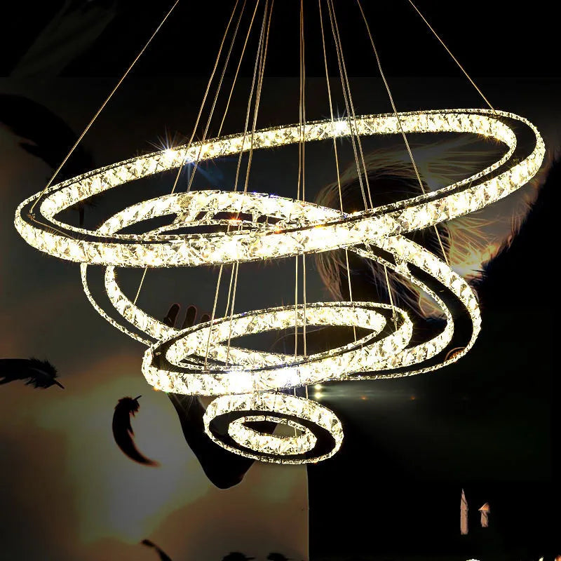 Stainless Steel Ring Crystal Chandelier - KENDRI SHOP