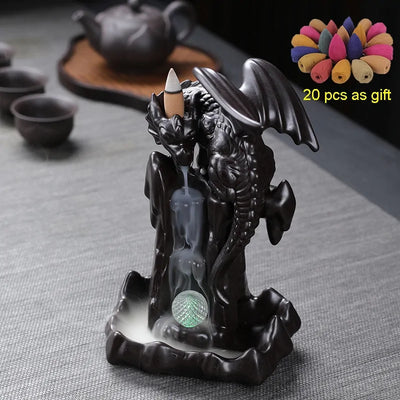 LED Ceramic Backflow Waterfall Smoke Incense Burner - KENDRI SHOP