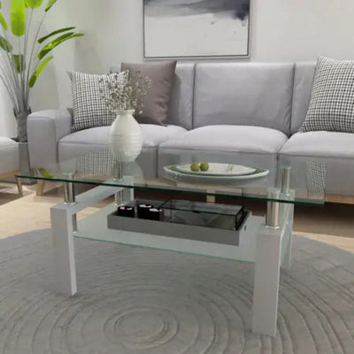 White Coffee Table, Clear Coffee Table, Modern Side Center Tables For Living Room, Living Room Furniture - KENDRI SHOP