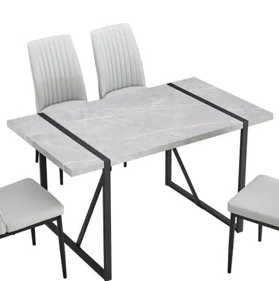 Modern Dining Table, 55 Inch Kitchen Table For 4 People, Rectangular Dinner Table For Dining Room, Home Office, Living Room Furniture, Easy Assembly, - KENDRI SHOP