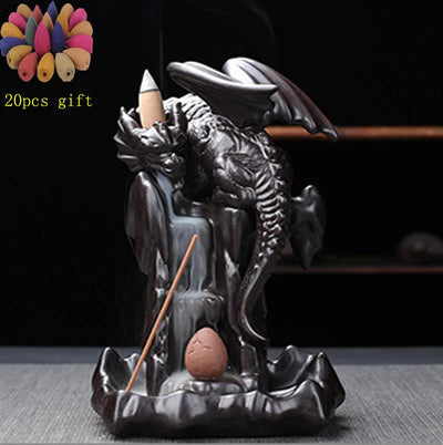 LED Ceramic Backflow Waterfall Smoke Incense Burner - KENDRI SHOP