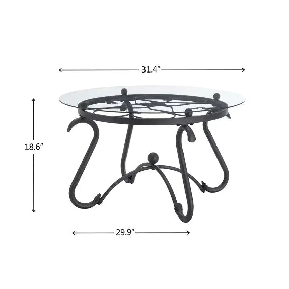 2 Piece Tempered Glass Finished Coffee Table Set With Decorative Coffee Table Round End Side Table - KENDRI SHOP