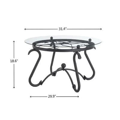 2 Piece Tempered Glass Finished Coffee Table Set With Decorative Coffee Table Round End Side Table - KENDRI SHOP