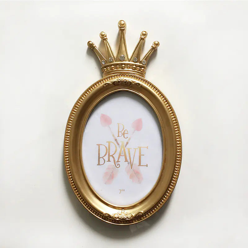 European Nordic Crown Photo Frame in Gold Resin - KENDRI SHOP