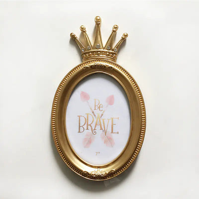 European Nordic Crown Photo Frame in Gold Resin - KENDRI SHOP