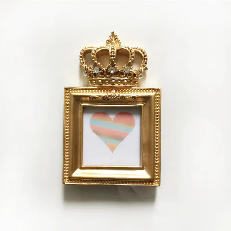 European Nordic Crown Photo Frame in Gold Resin - KENDRI SHOP