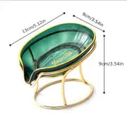 Clear Plastic Soap Dish with Gold Iron Frame (1pc) - KENDRI SHOP