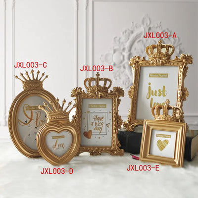European Nordic Crown Photo Frame in Gold Resin - KENDRI SHOP