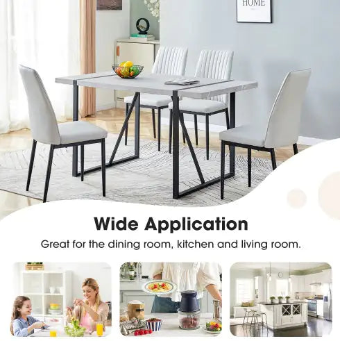Modern Dining Table, 55 Inch Kitchen Table For 4 People, Rectangular Dinner Table For Dining Room, Home Office, Living Room Furniture, Easy Assembly, - KENDRI SHOP