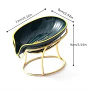 Clear Plastic Soap Dish with Gold Iron Frame (1pc) - KENDRI SHOP