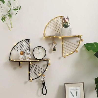Metal Wire and Wood Floating Wall Storage Shelves - KENDRI SHOP