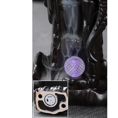 LED Ceramic Backflow Waterfall Smoke Incense Burner - KENDRI SHOP