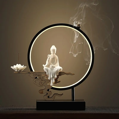 Ceramic Backflow Incense Burner Round Light - KENDRI SHOP